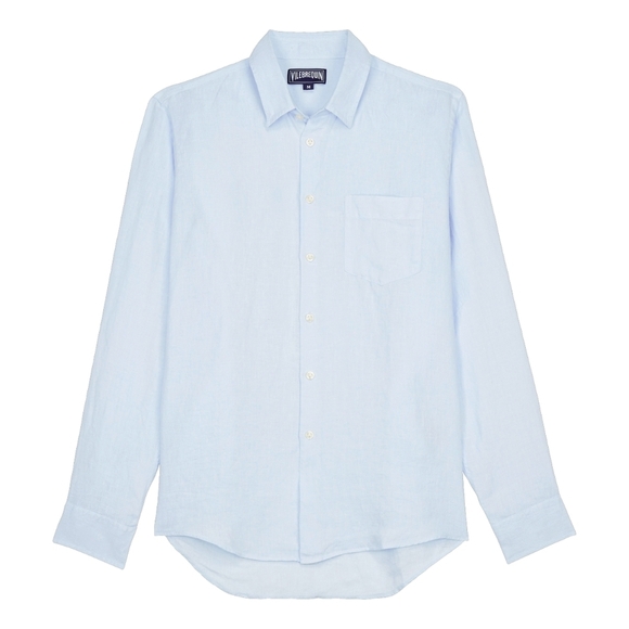 Vilebrequin Men Linen Shirt-Caroubis  Blue - Picture 6 of 16
